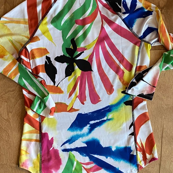 Ralph Lauren RLX  Multicolor Floral Quarter Zip Top Small Active Wear Golf - Picture 2 of 8